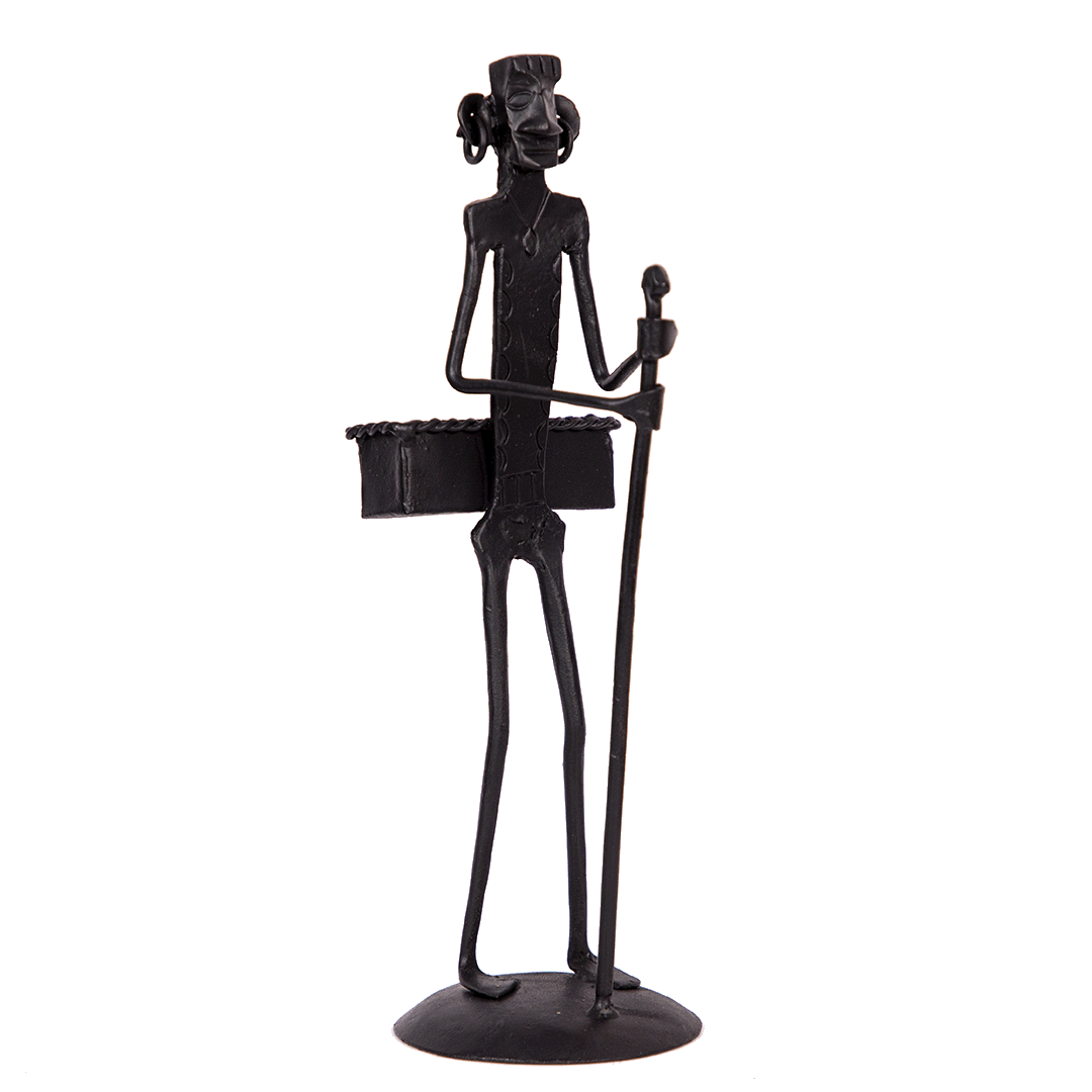 Visiting Card Holder with Human Figure Wrought Iron