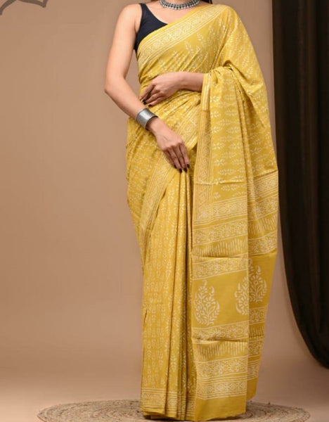 Handblock Mul Cotton Sarees