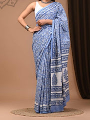 Handblock Mul Cotton Sarees