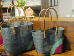 Handmade raffia tote bags