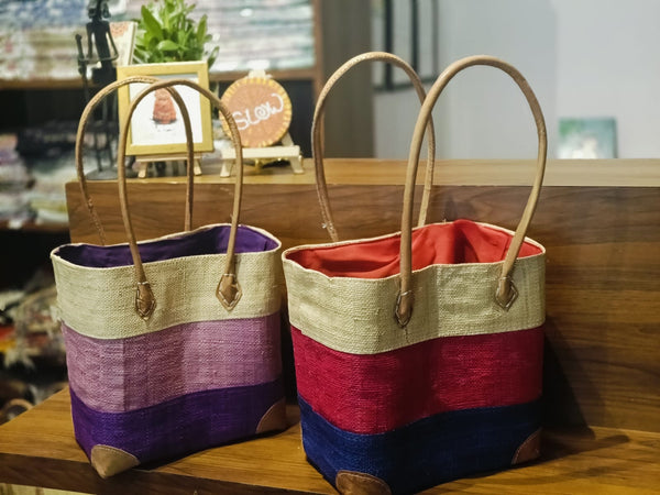 Handmade raffia tote bags