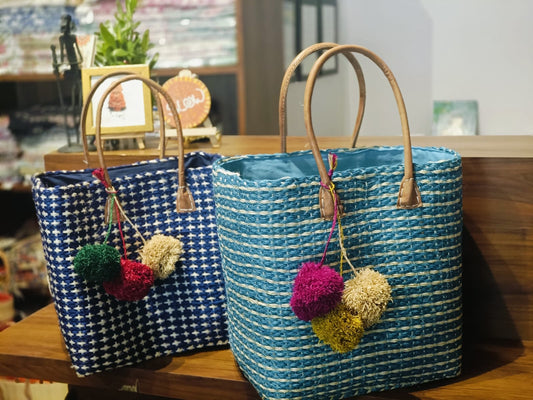 Handmade raffia tote bags