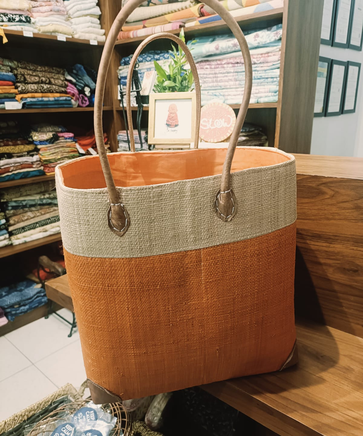Handmade raffia tote bags