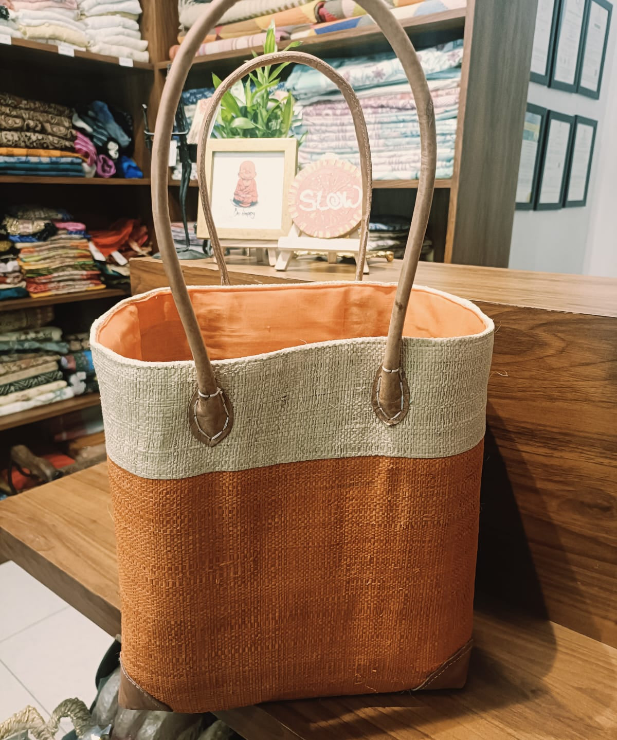 Handmade raffia tote bags