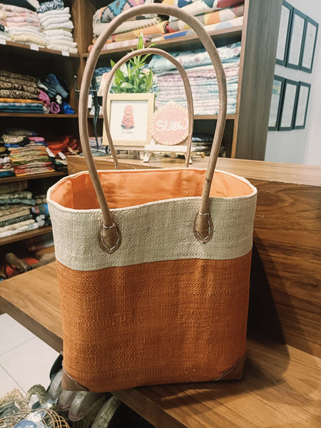 Handmade raffia tote bags