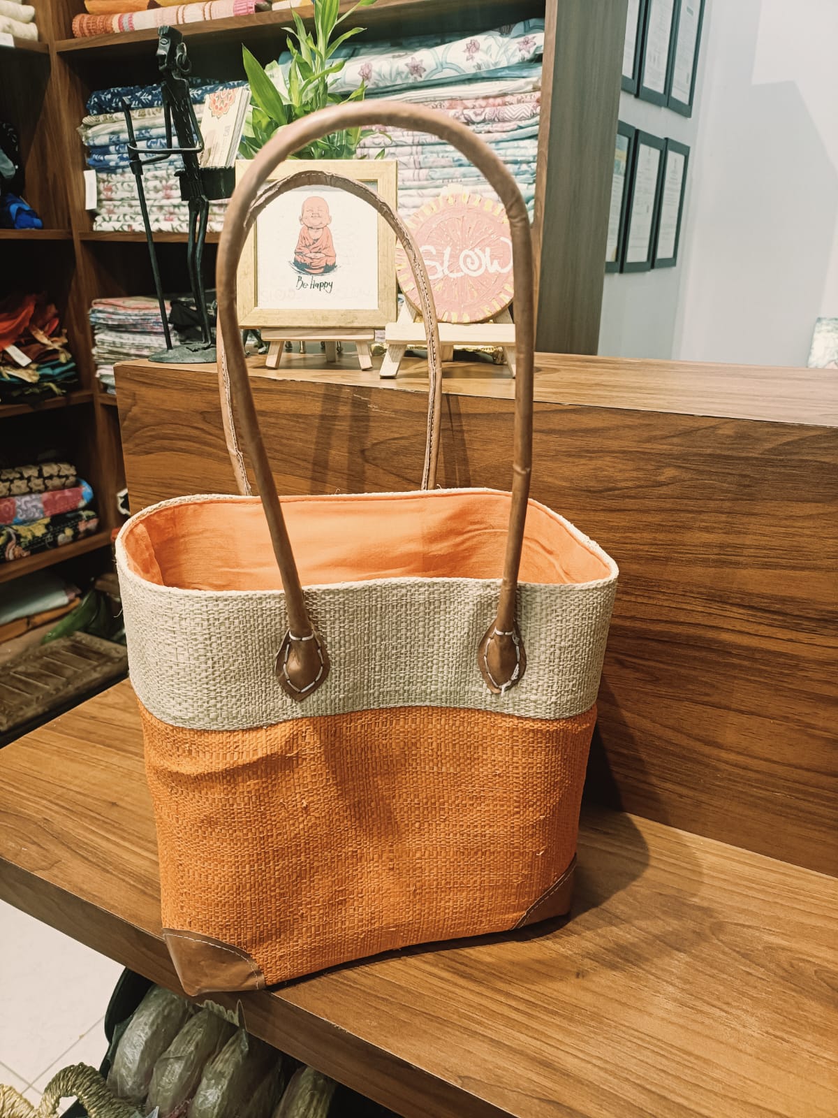 Handmade raffia tote bags